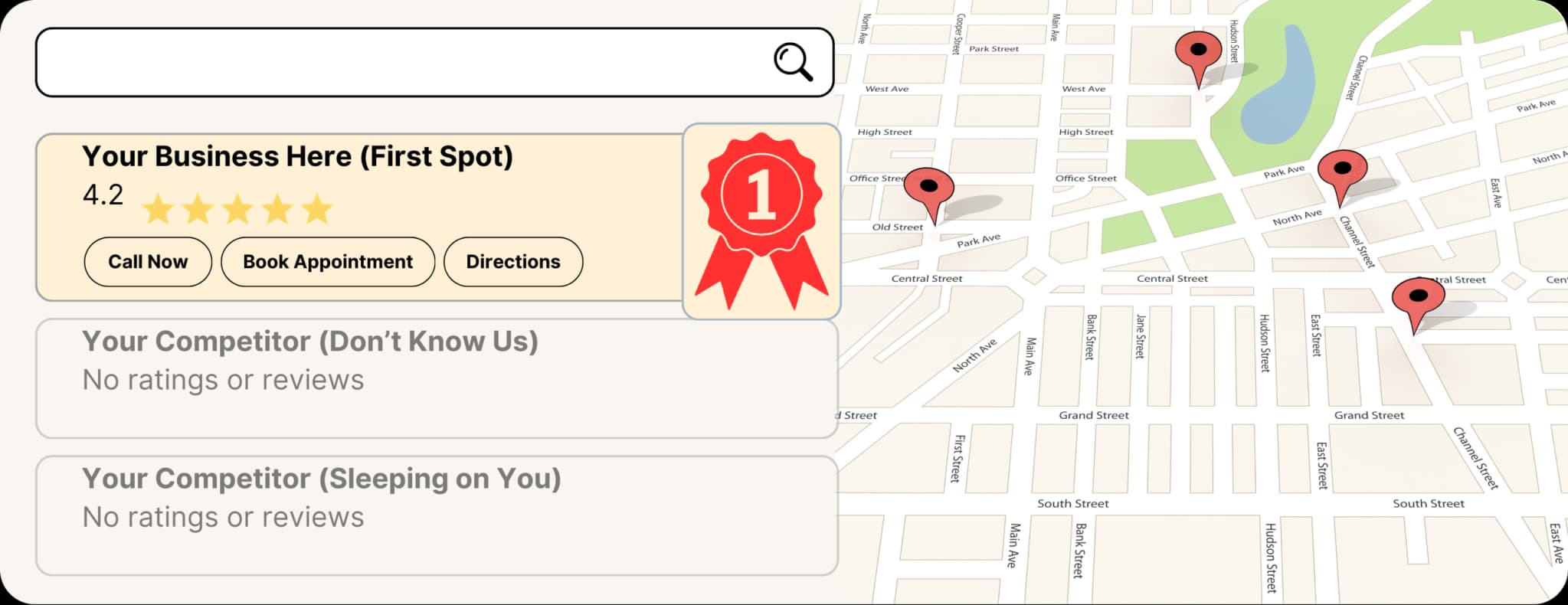 Google ranking illustration showing #1 position